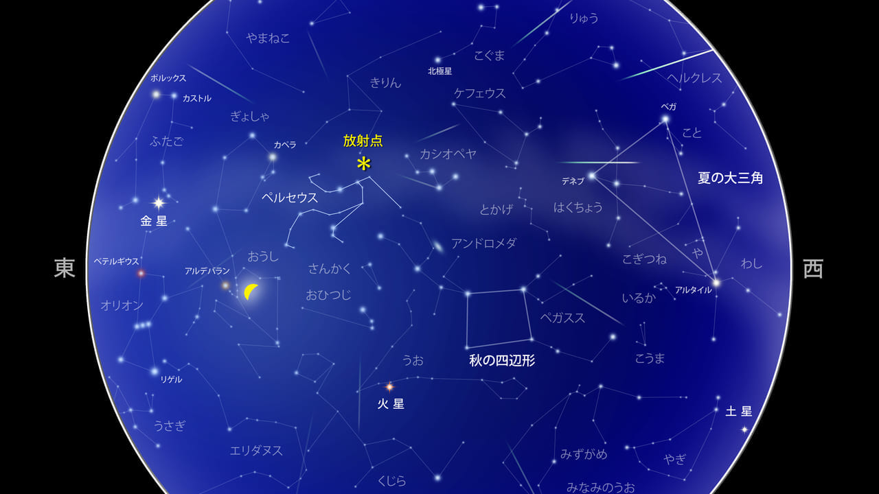 国立天文台の公式サイトよりペルセウス座流星群